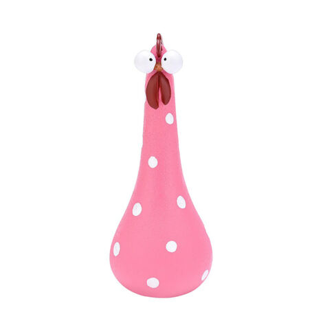 Décoration de jardin résine Artisanale : Poupée Long-Cou Grands Yeux Rose (20 cm), Objet créatif pour cour et extérieur
