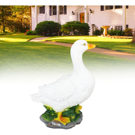 Statue Décorative Canard Résine pour Jardin, Sculpture Animal Imitation Résistant à l'eau, Canard Blanc Debout, Figurine de Canard Décorative pour Extérieur (1/5)