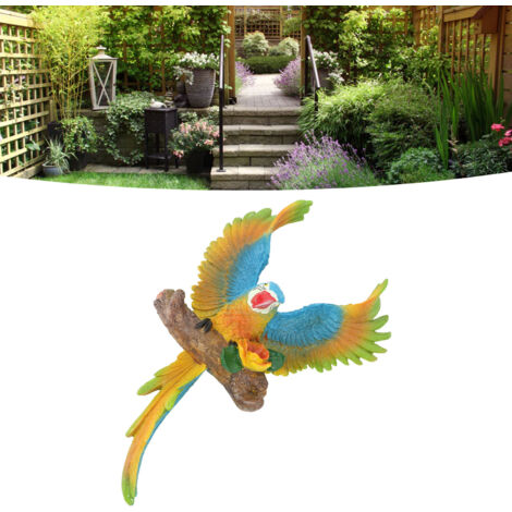 Décor de jardin en résine suspendu sculpture perroquet statue colorée durable pour terrasse extérieur (1/5)