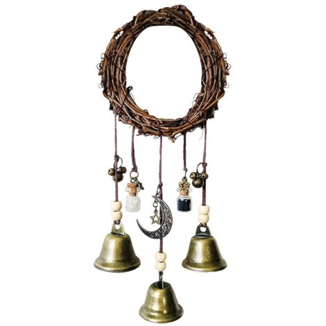 Mobile chimes protection porte pagaille handmade modèle witch cloche boho décorative paganes éléments fermentation zinc alloy taille diamètre 10cm poids 75g (1/5)