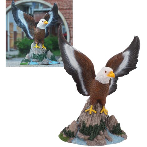 Statue Sculpture de Aigle [Figurine Resine Realiste Grand Model Decoratif] Ornament Sculpture d'Aigle Realiste Resine Exquis Noblesse Courage Bureau Portique Interieur Exterieur 29cm x 35cm x 1984g (1/5)
