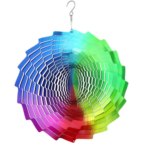 Mobile Rotatif Métal Inoxydable 3D Brillant 30cm Décor Garden Lumière - Rotation Harmonique Wind Chime Roue Éco Vent Sans Rougir (1/5)