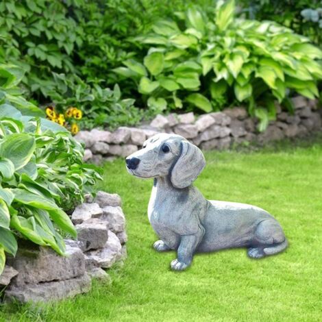 Statue de Chien de Jardin en Résine - Sculpture Animale Réaliste et Cadeau pour Amoureux des Chiens, Matériau Résine Écologique 17x12x11cm et 17x12x8cm (1/5)