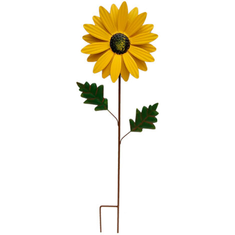 Fleur Métallique Artisanale Grandeur 69cm Diamètre 20cm Jardin Rust-proof Multicolore Recyclable Pointe Stake Solide (1/5)