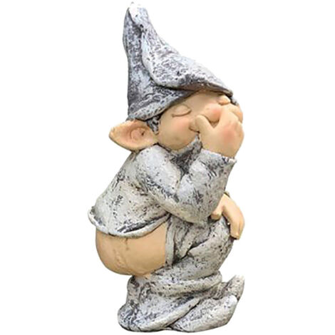 Statue de jardin en résine grise 7x5x13 cm 120g 1x avec figure humoristique pour maison/extérieur (1/5)
