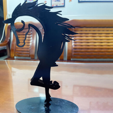 [Statue de Cheval Rustique] Sculpture Métallique Équestre Art Déco pour Jardin et Maison en Noir 20cm Stainless Steel