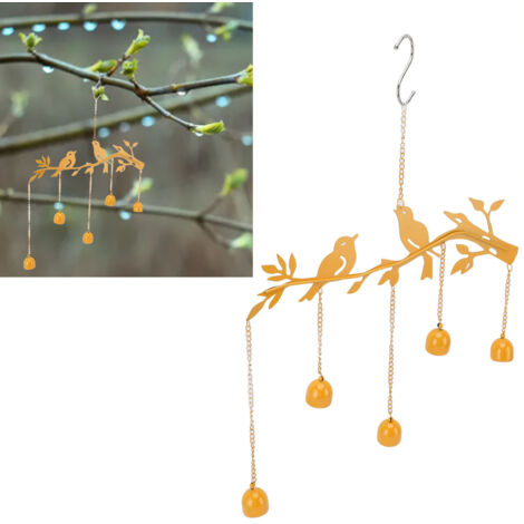 Cloche à Vent Métallique Artisanale pour Jardin et Balcon - Décoration Extérieure Élégante en Fer avec Ornement Bird Bell pour Cour et Patio (1/5)