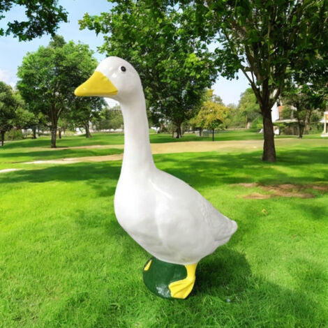 [Statue de Goose décorative de jardin] Goose en résine blanc design contemporain taille XL pour décor patio et maison intérieur/extérieur [Lot: 1] (1/5)