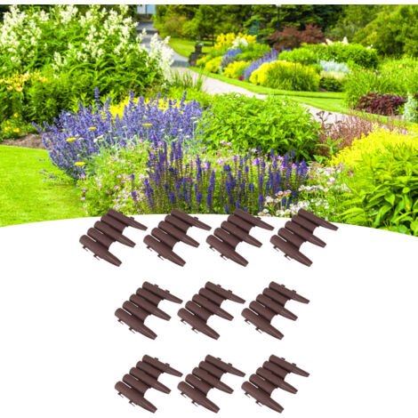 Palissade Courte Étagée PP 10 Pièces Facile à Installer Colorée Marron pour Balcon Jardin Fleurs (1/5)