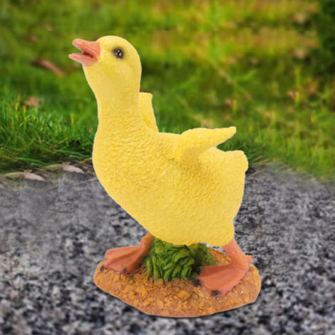 Statue de canard résine - Déco jardin et bureau - Caneton jaune vivant, résistant et stable - 21x16cm, 715g (1/5)