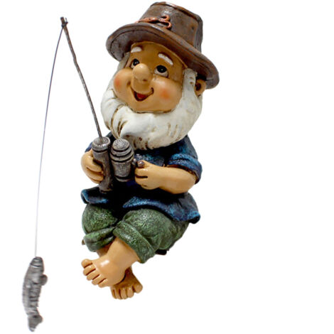 Statue de Gnome Résine Pêche pour Jardin, Décoration Miniature - Finition Élégante 10cm Marron
