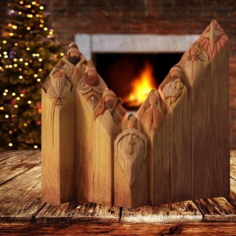Craft Ornament Nativity Tree Pillar Statue Collection Set Resin Desktop Decoration Home (1/5)