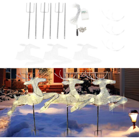 Décorations Lumineuses de Noël - 3 Renards en Métal Résistant à l'eau avec Illumination LED pour Jardins Extérieur (1/5)