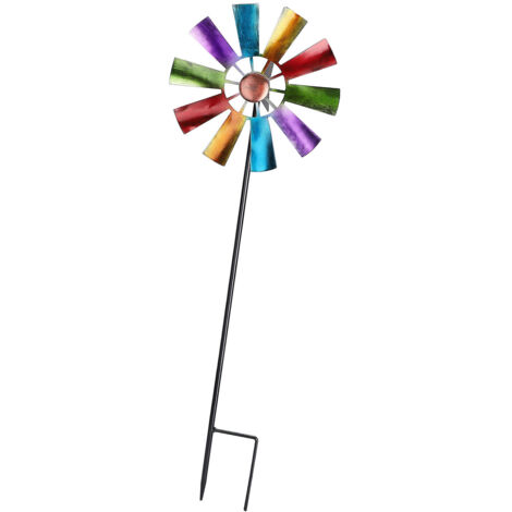 Éolienne de jardin métallique pivotante résistante - Multicolore 73cm - Décor de patio (1/5)