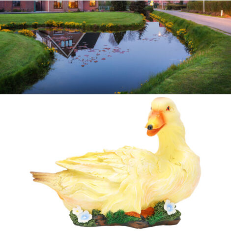 [Statue de canard en résine] Sculpture de canard décorative en résine résistante pour jardin et patio, idéale pour décorations extérieures, taille 25 cm, couleur jaune, poids 850 g (1/5)