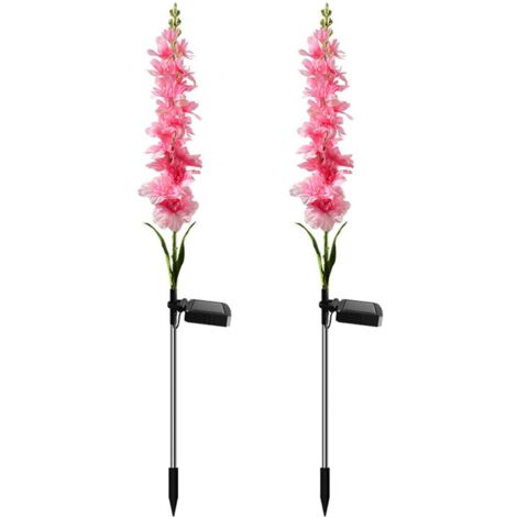 Luminaire Solaire pour Jardin [Plante] ABS-S-Silk [Hauteur 75cm] IP65 600mAh avec Fleurs Multicolores (Lot de 2) (1/5)