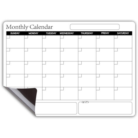 Planning Mensuel Magnétique pour Frigo : Calendrier Écran PET Réutilisable et Tableau Message 42x30cm avec Surface Anti-Tache