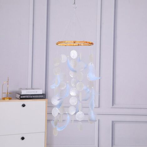 Wind Chime 【Marque】【Modèle】 Tête de Séquence - Capteur de rêves en coquillage et plumes pour jardin (1/5)