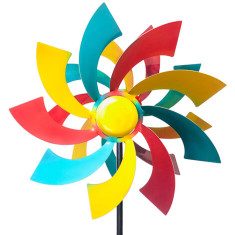 Girouette décorative de jardin, Girouette en métal de 54 pouces multicolore pour jardin et terrasse, Girouette sculpturale pour décoration extérieure (1/5)
