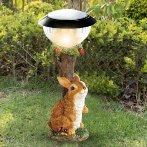 Statue de jardin résine 100% originale + Éclairage solaire + Mot "WELCOME" intégré + Dimensions 12x6x6 cm + Patio & extérieur décoration animaux (1/5)