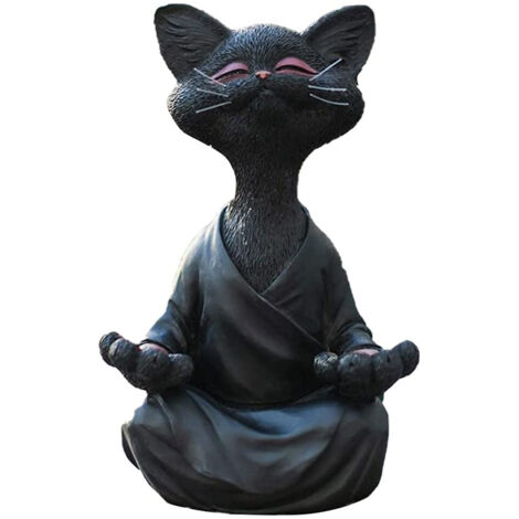 Statue décorative méditation chat résine colorée S/L 5.5×8×12.5cm 12×8×18cm (1/5)
