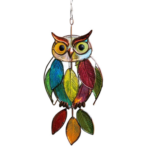 Suspension Art Déco Hibou Coloré - Pendeloque en Acrylique Transparent - Décoration Murale Fenêtre & Chambre - (Lot A) (1/5)