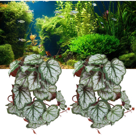 Plante Artificielle Reptile Modèle Heuchera Leaves x2 avec Ventouses pour Terrarium & Aquarium(Matériau Plastique Écologique) (1/5)