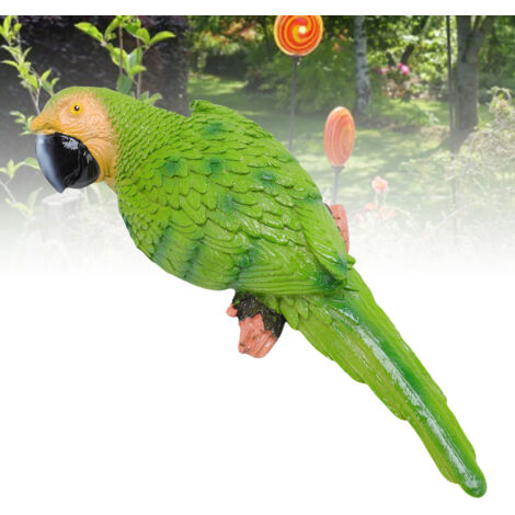 Statue de Parrot - Décor en Résine Lifelike pour Jardin - Montage Arbre ou Mur - Design 3D Relief - Vert (1/5)