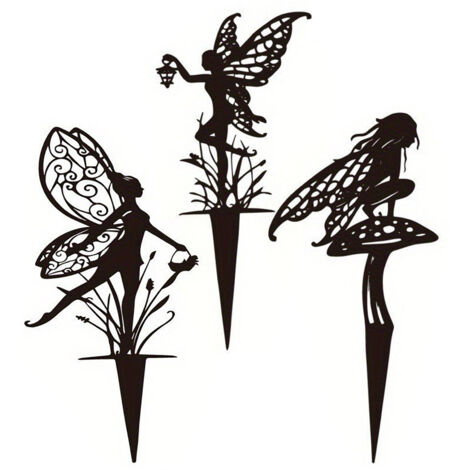[Insectes pour Jardins] Fées Insertion Sol (Types A/B/C) 3 Pièces Décorations Fer Forgé Extérieur (1/5)