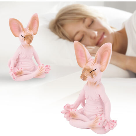 Statue de Chat Méditation Résine Décorative Figurine Collectible en Rose, Détails Vivids pour Bureau Maison Yoga Salon Cadeaux, Dimensions 8.2x6x3.7cm (1/5)