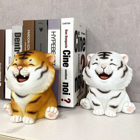【Tirelire Éducative】 Resin Tiger Coin Bank Must Break to Open Cute Animal Money Bank Ornament pour Décor Bureau et Enfant, Hauteur 18cm (1/5)