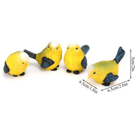 Décoration de Jardin - 4 Statues de Oiseaux Simulation Résine Éco-friendly pour Lawn, Balcon, Patio - Set de 4 Décorations Animaux Naturelles Colorées (1/5)