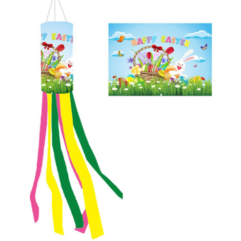 [Drapeau de tube d'Easter Windpipe] [Windpipe] [100cm] [Durable polyester avec anneau de forme] Flag de Pâtes décorative de jardin avec imprimés vibrants, modèle polyvalent pour porche et arbres. (1/5)