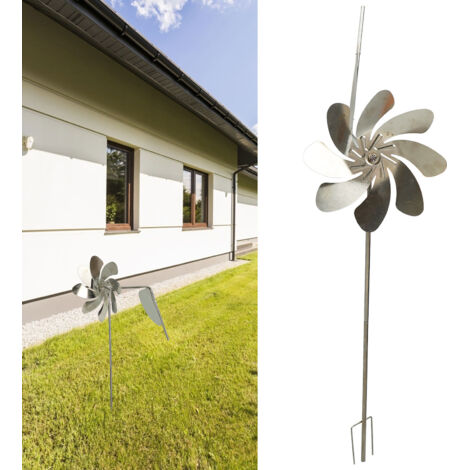 Éolienne métallique pour jardin, rotation 360°, résistant à l'eau et aux intempéries, avec piquet de stabilisation, acier inoxydable, poids 364g (1/5)