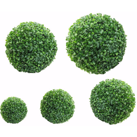 Boule décorative végétale artificielle haute qualité en mousse plastique topiaire main-fabriquée - Kit 2 demi sphères assemblables pour intérieur/extérieur Diamètres 10cm/15cm/20cm/25cm/30cm/40cm (1/5)