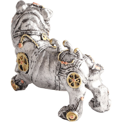 Statue de Bulldog Punk en Résine, Sculpture Manuelle Décor Steampunk pour Bureau/Vitrine/Maison, 450g, 18x8x13cm, Cadeau Créatif Masculin (1/5)