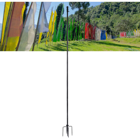 Mât de pavillon pour jardin 10 FT en acier inoxydable renforcé avec base à 5 pointes pour drapeaux extérieur (1/5)