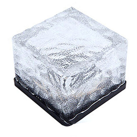 Bloc Lumière Solaire à Led Blanc Chaud, 6 LEDs, Modèle Imitation Cubes de Glace en Acrylique Crystal, 10x10x5cm, Installation Sans Fil et Fonctionnement Automatique (1/5)