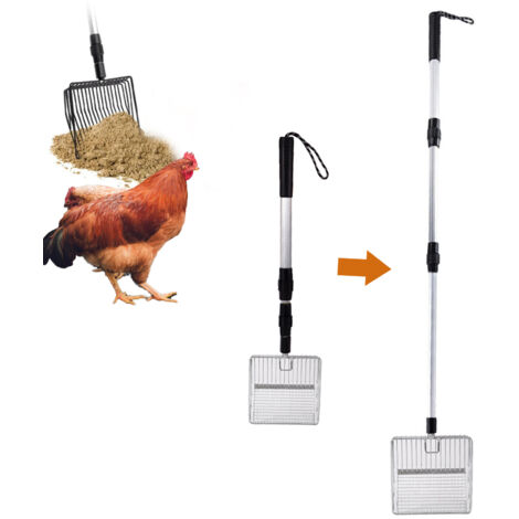 Pelle à Fumier de Poulailler Telescopique 3 Sections - Scoop Hygiénique Multifonction pour Poulailler, Chat et Chien - Matériau Résistant et Facile à Stocker