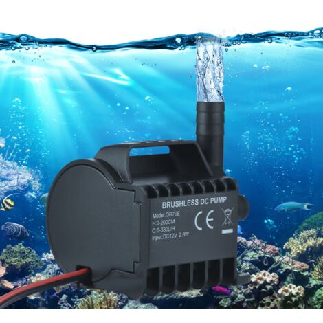 Pompe à eau submersible électrique 12V QR70E/QR75E, 330L/H, 2m, ABS noir, pour aquarium et fontaine (1/5)