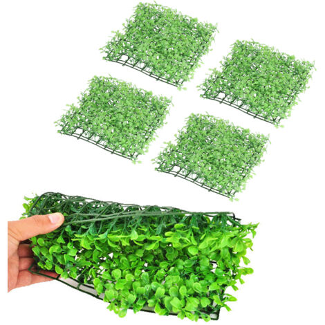 Gazon Artificiel 4 Pièces Synthétique Décor Aquarium 25x25cm Vert Plastique (1/5)