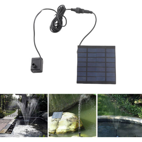 Pompe à Fontaine Solaire Miniature pour Bassin de Jardin et Piscine - Kit Panneau Solaire et Pompe - ABS Noir 110mm (1/5)