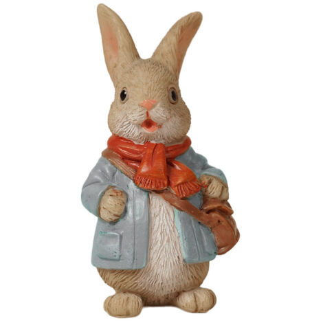 Décoration de Pot [Mano] 【Backpack Rabbit】 Lapin Rustique en Résine pour Succulentes et Balcon， Motif Multicolore (1/4)