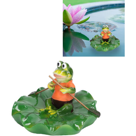 Lotus & Frog Water Feature, Resin Floating Frog Ornament, Environmental Frog Sculpture, Pond Landscape Decor (1/5)