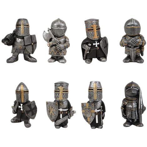 Statue de jardin figurine Chevalier Garde Gnome en Armure - Sculpture Miniature en Résine Haute Qualité, 15cm, pour Décor Maison et Terrasse