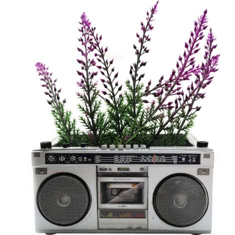 Pot à fleurs radio vintage en résine avec antenne - Boîte de rangement décorative pour maison et bureau - Dimensions: 12x7x8cm (modèle radio) (1/5)