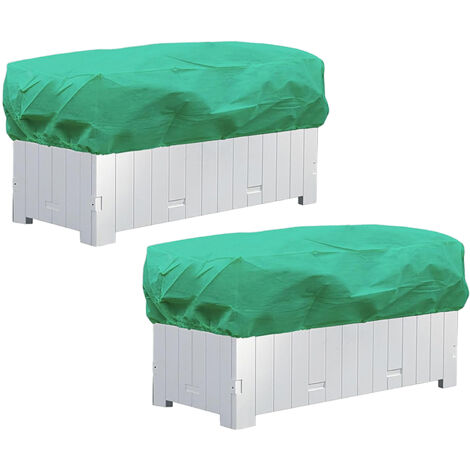 Couvercles de Protection pour Jardinières Carrées 2 Pièces en Émeraude, Modèle Élastique 120x80x40cm Anti Gel et Frost pour Hiver (1/2)