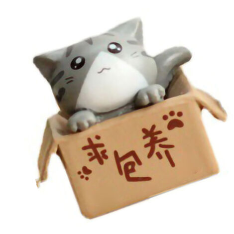 Poupée Carton Pauvre Chat Modèle PVC Miniature Statue Décor Maison Bureau Voiture 50g Gris (1/5)