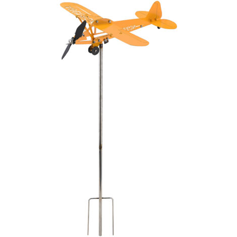 Girouette métal Artisanale Piper J3 Cub modèle 32x28cm jaune mount incluse décoration jardin cadeau pour amateurs aviation (1/5)