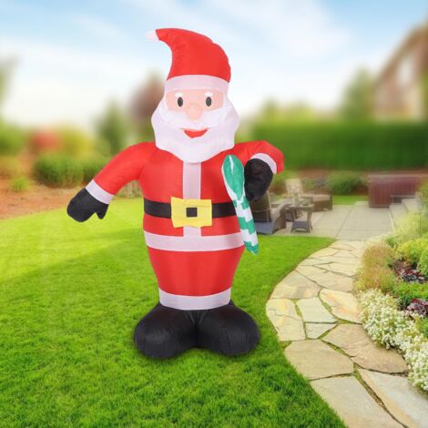 Père Noël Gonflable LED 3.9FT avec Canne en Sucre Imperméable IP44 Polyester 190T pour Décorations Extérieures (1/5)
